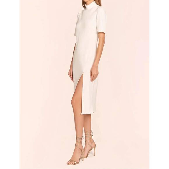 NEW AMANDA UPRICHARD butler short sleeve midi dress in ivory - Picture 2 of 3